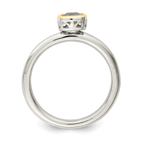 Shey Couture Sterling Silver Rhodium-Plated with 14K Accent Polished Cushion-Cut Aquamarine Ring, 2 mm - View 2