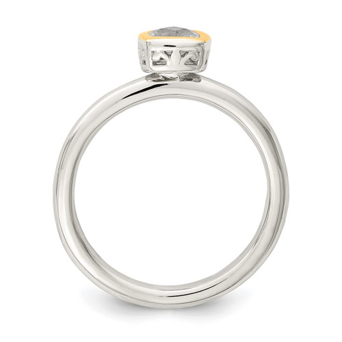 Shey Couture Sterling Silver Rhodium-Plated with 14K Accent Polished Cushion-Cut White Topaz Ring, 2 mm - View 2