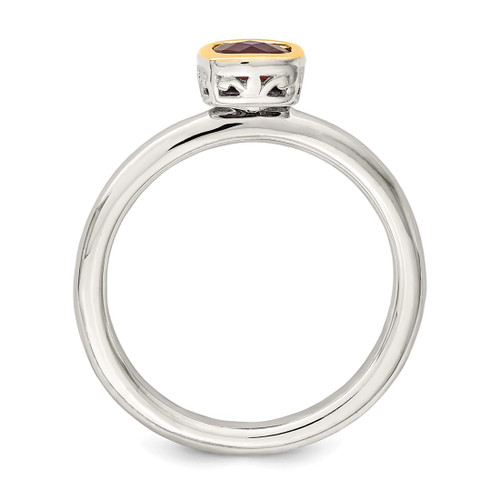 Shey Couture Sterling Silver Rhodium-Plated with 14K Accent Polished Cushion-Cut Lab-Created Ruby Ring, 2 mm - View 2