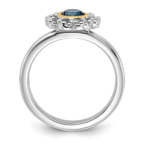 Shey Couture Sterling Silver Rhodium-Plated with 14K Accent London Blue Topaz Ring, 2.4 mm - View 2