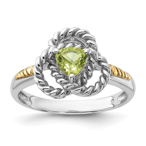 Shey Couture Sterling Silver Rhodium-Plated with 14K Accent Peridot Ring, 2.4 mm