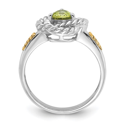 Shey Couture Sterling Silver Rhodium-Plated with 14K Accent Peridot Ring, 2.4 mm - View 2