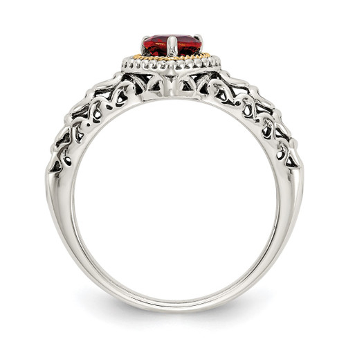 Shey Couture Sterling Silver with 14K Accent Antiqued Heart Garnet Ring, 8 mm - View 2