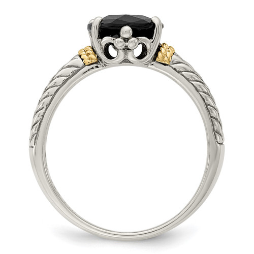 Shey Couture Sterling Silver with 14K Accent Antiqued Oval Garnet Ring, 4 mm - View 2