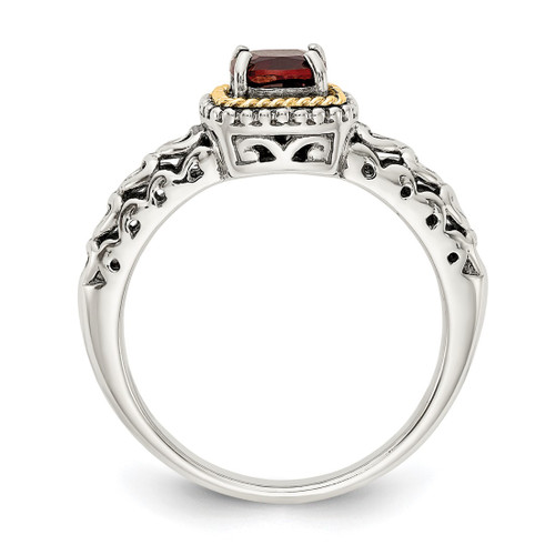 Shey Couture Sterling Silver with 14K Accent Antiqued Cushion Garnet Ring, 8 mm - View 2
