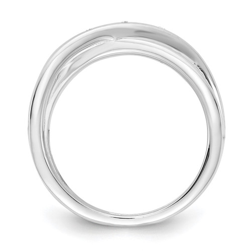 White Ice Sterling Silver Rhodium-Plated 0.03ct Diamond Crossover Ring, 3 mm - View 2