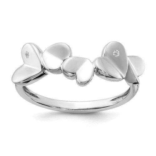 White Ice Sterling Silver Rhodium-Plated 0.01ct Diamond Hearts Ring, 2 mm
