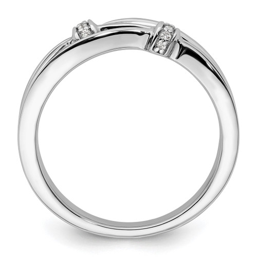 White Ice Sterling Silver Rhodium-Plated 0.048ct Diamond Criss Cross Ring - View 2