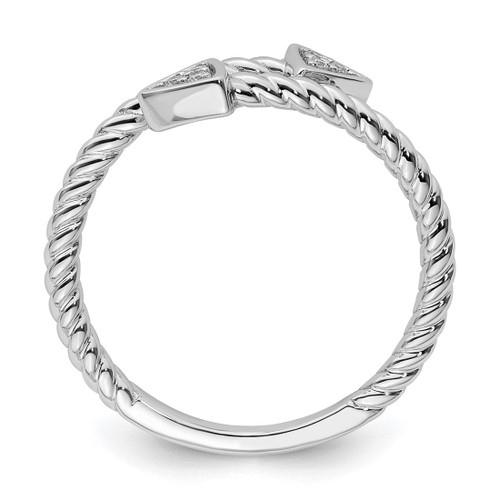 White Ice Sterling Silver Rhodium-Plated 0.048ct Diamond Arrow Ring, 2 mm - View 2