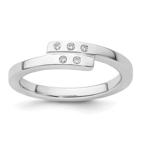 White Ice Sterling Silver Rhodium-Plated 0.053ct Diamond Ring, 5 mm