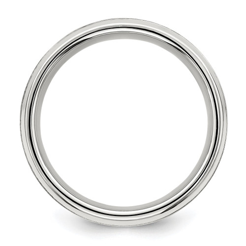 Sterling Silver Rhodium-Plated 8 mm Brushed Fancy Wedding Band, Flat - View 2
