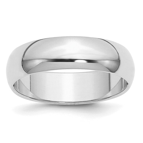 Sterling Silver Rhodium-Plated 6 mm Half-Round Wedding Band