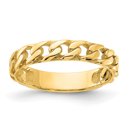 14K Yellow Gold Polished 4 mm Curb Link Ring
