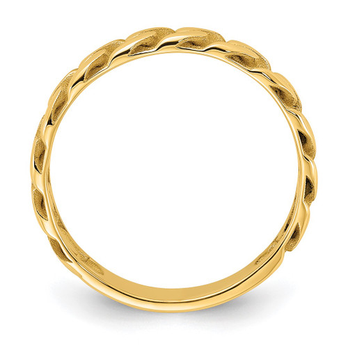 14K Yellow Gold Polished 4 mm Curb Link Ring - View 2