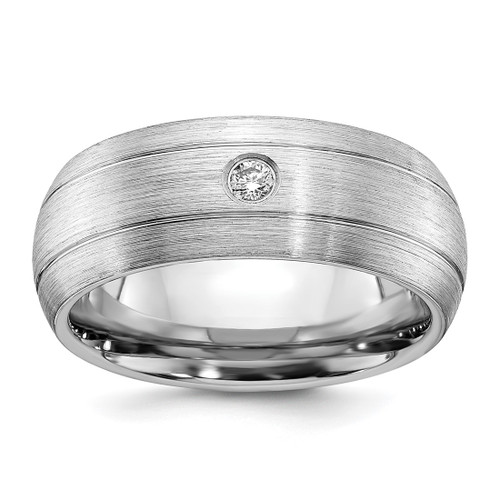 Cobalt Polished, Brushed & Grooved 0.05ct Diamond 8 mm Men'S Wedding Band