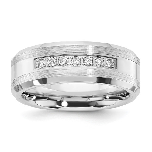 Cobalt Polished & Brushed 0.175ct Diamond 8 mm Men'S Wedding Band