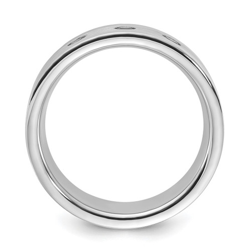 Cobalt Polished & Brushed Stripe Black 0.12ct Diamond 8 mm Men'S Wedding Band - View 2