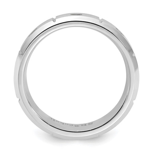 Cobalt Polished, Brushed & Grooved Black 0.09ct Diamond 7 mm Men'S Wedding Band - View 2
