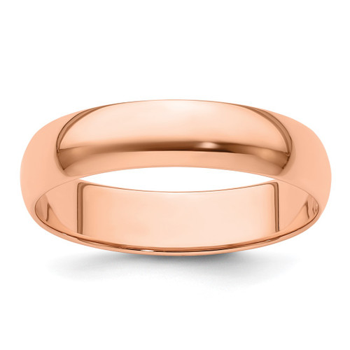 14K Rose Gold 5 mm Lightweight Half Round Wedding Band
