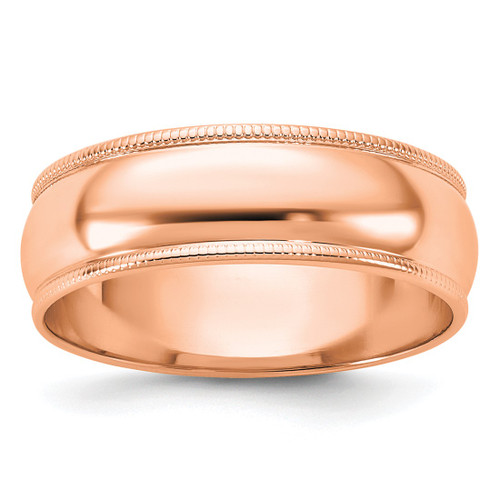 14K Rose Gold 6 mm Milgrain Half-Round Wedding Band