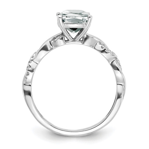 Sterling Silver Rhodium-Plated White Topaz and 0.05ct Diamond Ring - View 2