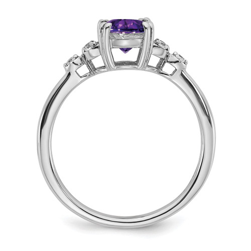 Sterling Silver Rhodium-Plated Amethyst and 0.06ct Diamond Ring - View 2
