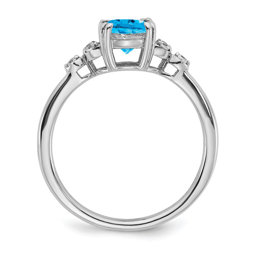 Sterling Silver Rhodium-Plated Blue Topaz and 0.06ct Diamond Ring - View 2