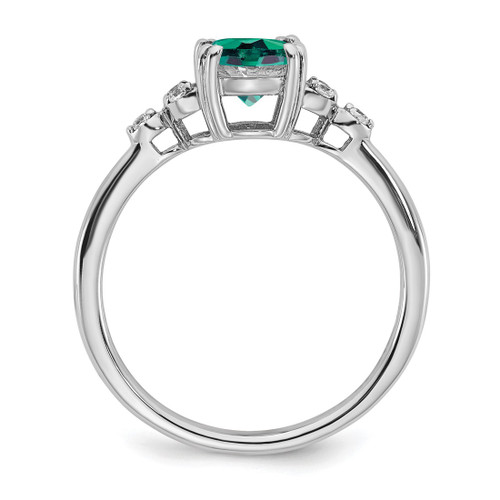 Sterling Silver Rhodium-Plated Lab-Created Alexandrite and 0.06ct Diamond Ring - View 2