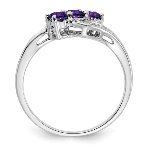 Sterling Silver Rhodium-Plated Amethyst and 0.03ct Diamond Ring - View 2