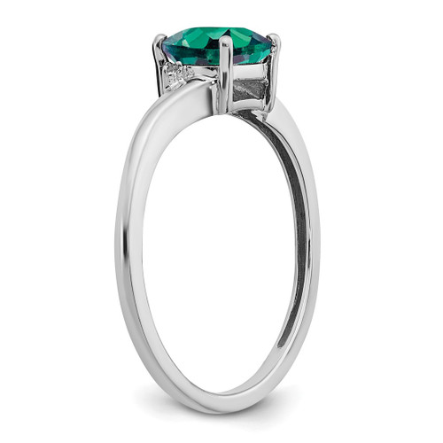 Sterling Silver Rhodium-Plated Lab-Created Alexandrite and 0.01ct Diamond Ring, 1.4 mm - View 2