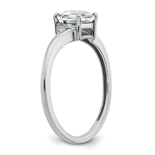 Sterling Silver Rhodium-Plated White Topaz and 0.01ct Diamond Ring, 1.4 mm - View 2