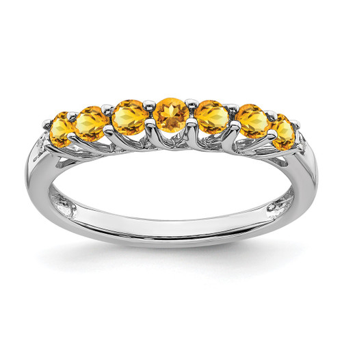 Sterling Silver Rhodium-Plated Citrine and 0.012ct Diamond Ring