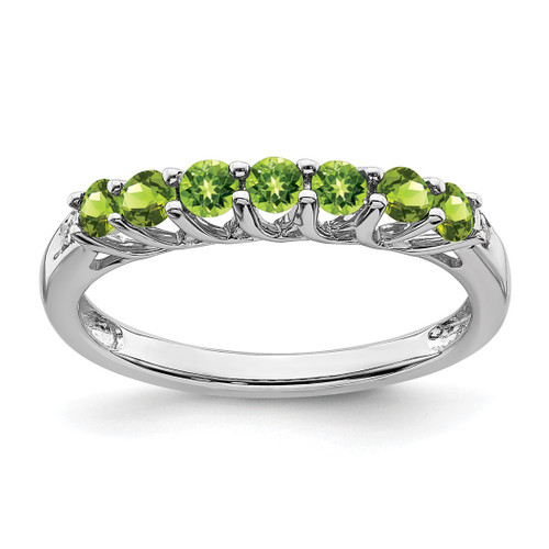 Sterling Silver Rhodium-Plated Peridot and 0.012ct Diamond Ring