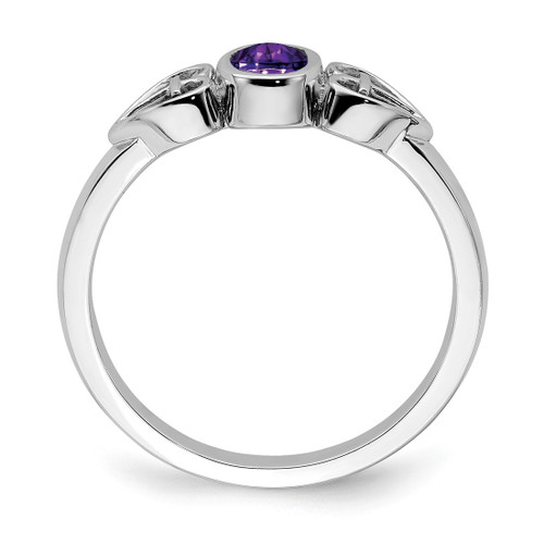 Sterling Silver Rhodium-Plated Amethyst Ring - View 2