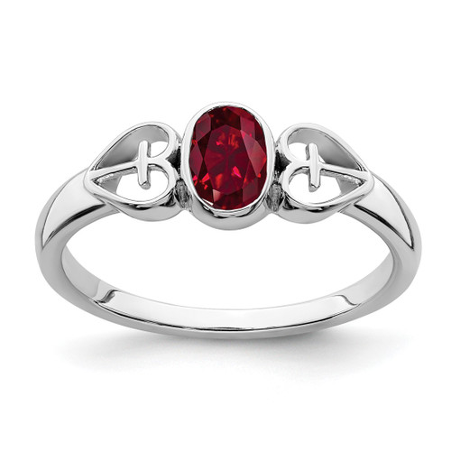 Sterling Silver Rhodium-Plated Lab-Created Ruby Ring