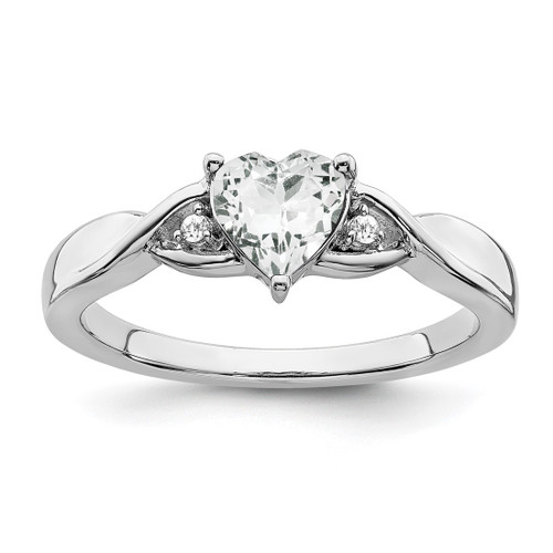 Sterling Silver Rhodium-Plated White Topaz and 0.02ct Diamond Ring