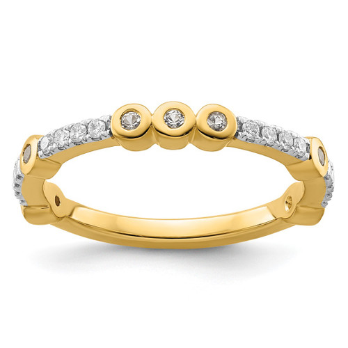 14K Yellow Gold Stackable Expressions White Topaz and 0.08ct Diamond Ring, 2 mm