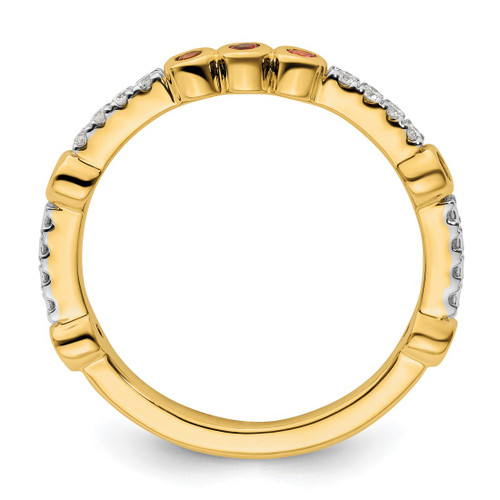 14K Yellow Gold Stackable Expressions Pink Tourmaline and 0.08ct Diamond Ring, 2 mm - View 2