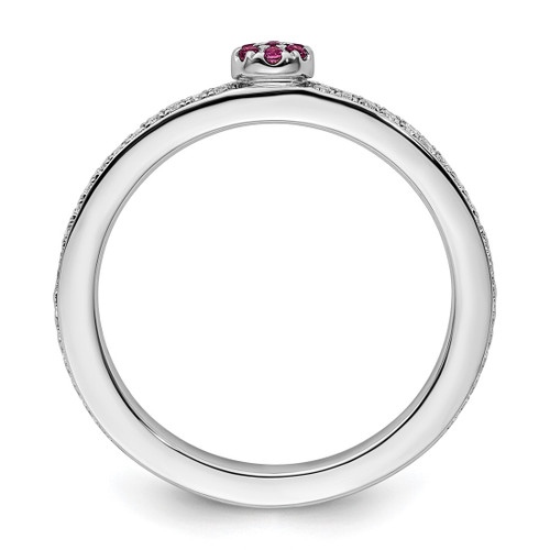 Rhodium-Plated 14K White Gold Stackable Expressions Rhodolite Garnet and 0.12ct Diamond. Ring, 2 mm - View 2