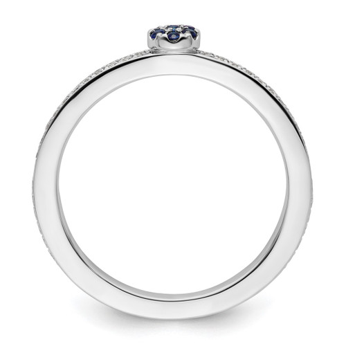 Rhodium-Plated 14K White Gold Stackable Expressions Lab-Created Sapphire and 0.12ct Diamond. Ring, 2 mm - View 2