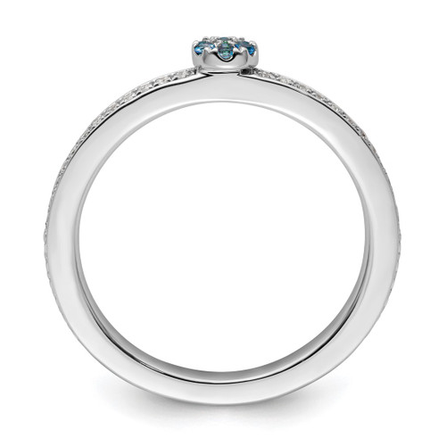 Rhodium-Plated 14K White Gold Stackable Expressions Blue Topaz and 0.12ct Diamond Ring, 2 mm - View 2