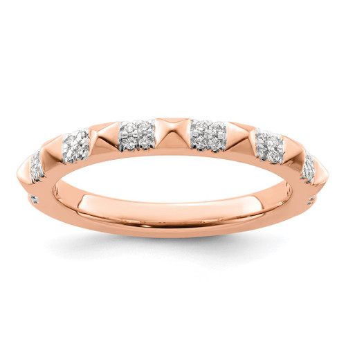 Rhodium-Plated 14K Rose Gold Stackable Expressions 0.128ct Diamond Ring, 2.25 mm
