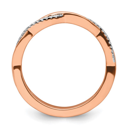 Rhodium-Plated 14K Rose Gold Stackable Expressions 0.084ct Diamond Twist Ring, 2 mm - View 2