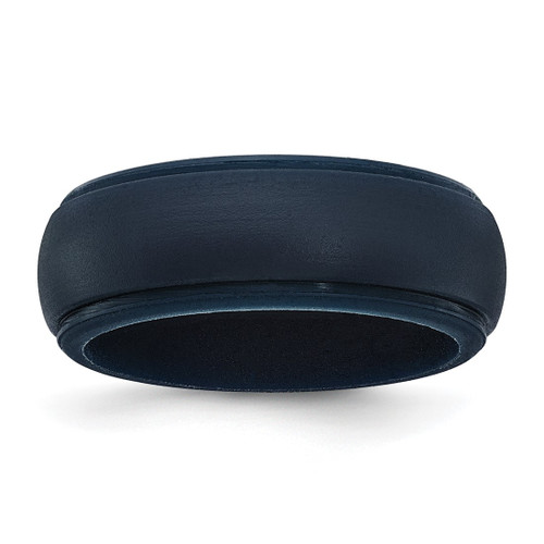 Silicone Navy Blue 8 mm Ridged Edge Wedding Band