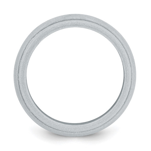 Silicone Silver Metallic 8 mm Ridged Edge Wedding Band - View 2
