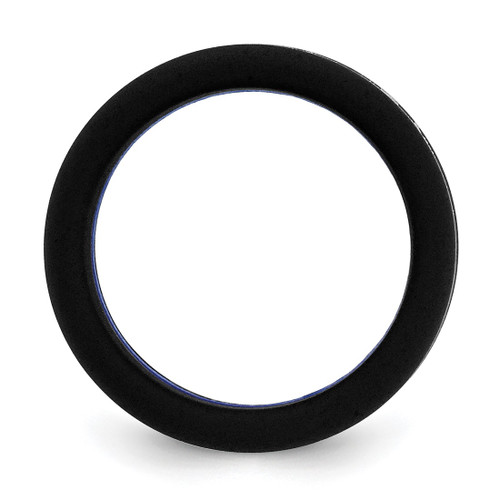 Silicone Black with Blue Line Center 7.5 mm Flat Wedding Band - View 2