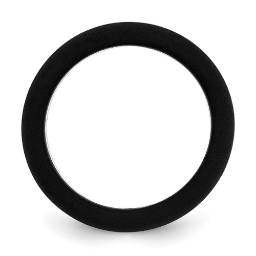 Silicone Black with White Line Center 7.5 mm Flat Wedding Band - View 2