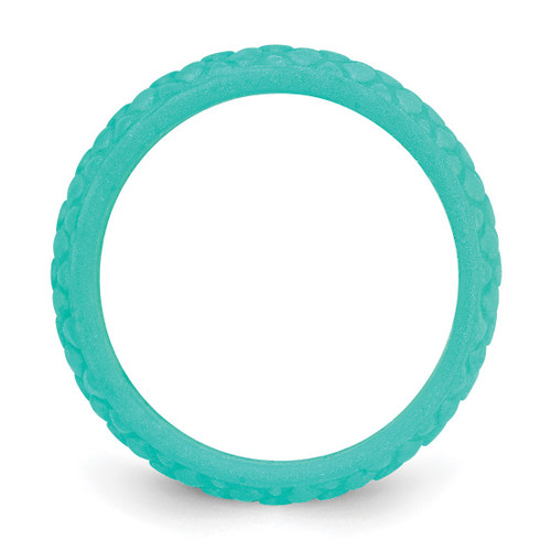 Silicone Sky Blue Mermaid Pattern 5.7 mm Domed Wedding Band - View 2