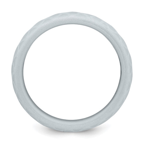 Silicone Metallic Silver 8.70 mm Fish Scale Pattern Wedding Band - View 2