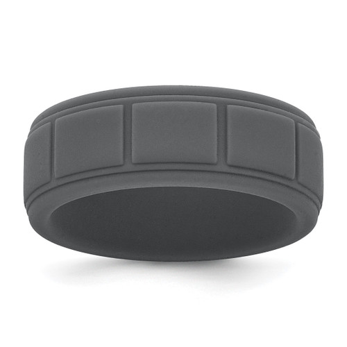 Silicone Dark Gray 8 mm Grid Pattern Wedding Band